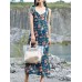 Casual Women Loose Floral Print V-Neck Strap Dress