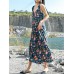 Casual Women Loose Floral Print V-Neck Strap Dress