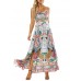 Sexy Women Floral Print Strap Backless Split Hem Dress