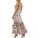 Sexy Women Floral Print Strap Backless Split Hem Dress