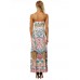 Sexy Women Floral Print Strap Backless Split Hem Dress