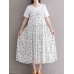 Casual Women Loose Floral Print O-Neck Strap Chiffon Dress