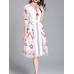 Casual Women Printed V-Neck Chiffon Dress