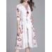 Casual Women Printed V-Neck Chiffon Dress