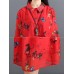 Casual Women Floral Printed Short Sleeve Turn-Down Collar Chiffon Dress