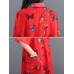 Casual Women Floral Printed Short Sleeve Turn-Down Collar Chiffon Dress