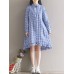 Women Casual Plaid Lapel Shirt Dress