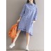 Women Casual Plaid Lapel Shirt Dress