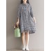 Women Casual Plaid Lapel Shirt Dress