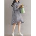 Women Casual Plaid Lapel Shirt Dress