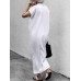 Women Short Sleeve V Neck Solid Belted Split Maxi Dress Women Short Sleeve V Neck Solid Belted Split Maxi Dress