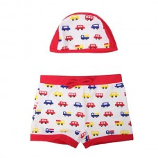 Cars Cartoon Child Swimwear Kids Swim Trunks With Hat