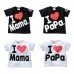 Baby Short Sleeved T-shirt I Love Papa Mama Children Clothes