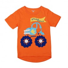 2015 New Little Maven Orange Lovely Car Boy Cotton Short Sleeve T-shirt Top