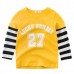 Boys Kids Sport Lucky Number Print Striped Patchwork T-Shirts