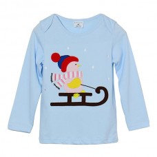 2015 New Little Maven Lovely Snowman Baby Children Boy Cotton Long Sleeve Top