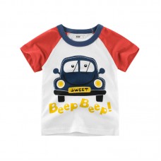 Boys Kids Car Printed Short Sleeve T-Shirts For 3Y-12Y