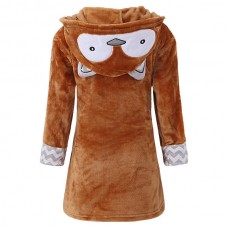 Kids Cartoon Pattern Bathrobe Long Sleeve Hooded Wrap Robe