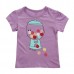 2015 New Little Maven Baby Children Girl Purple Cotton Short Sleeve T-shirt Top