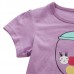 2015 New Little Maven Baby Children Girl Purple Cotton Short Sleeve T-shirt Top