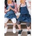 Children Gardening Cooking Cotton Linen Aprons Denim Dress with Pockets