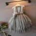 Gray Kids Girl Princess Sleeveless Dress Toddler Vintage Wedding Party Pageant Flower Bow Tulle Tutu