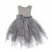 Gray Kids Girl Princess Sleeveless Dress Toddler Vintage Wedding Party Pageant Flower Bow Tulle Tutu