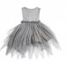 Gray Kids Girl Princess Sleeveless Dress Toddler Vintage Wedding Party Pageant Flower Bow Tulle Tutu