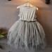 Gray Kids Girl Princess Sleeveless Dress Toddler Vintage Wedding Party Pageant Flower Bow Tulle Tutu