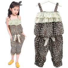 Baby Girls Leopard Clothes Sets Vest Pants Suits Outfits
