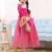 Rose Red Kid Girls Half Sleeve Printed Party Princess Dress