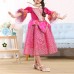 Rose Red Kid Girls Half Sleeve Printed Party Princess Dress