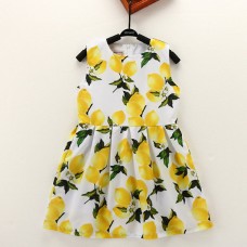 Kid Girls Lemon Printed Sleeveless Knee-Length Dress