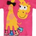 2015 New Summer Baby Girl Children Giraffe Rose Red Cotton Short Sleeve T-shirt Tee