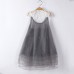 Girls Children Pearls Lace Stitching O-neck Knee Length Princess Dress