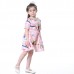Kid Girls Pattern Printed Short Sleeve Princess Dress