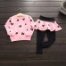 Baby Kids Girls Heart Printed Long Sleeve Sweatshirt & Leggings Set