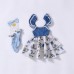 Girls Baby Print Lace Vest Layer Dress