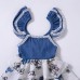 Girls Baby Print Lace Vest Layer Dress
