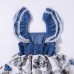 Girls Baby Print Lace Vest Layer Dress