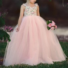 Sweet Toddler Girls Kids Sleeveless Lace Princess Dress for 2Y-9Y