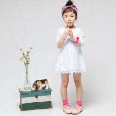 Children Girls Party Princess Solid Lace Dress Dresses
