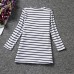 Cute Kid Girls Striped Cartoon Little Mouse Patchwork Dress