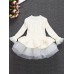 Thick Warm Winter Christmas Wedding Party Knitted Patchwork Lace Girls Children Dress