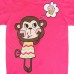 2015 New Summer Baby Girl Children Monkey Rose Red Cotton Short Sleeve T-shirt