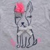 2015 New Little Maven Summer Baby Girl Children Dog Grey Cotton Short Sleeve T-shirt