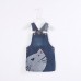 Girl Cute Cat Printed Toddler Denim Straps Suspender Dress For 2Y-9Y