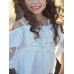 Girls Lace Patchwork Off Shoulder Strap Dress for 2Y-7Y