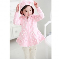 Baby Children Girls Zipper Rabbit Hooded Coat Dot Cardigan Jacket