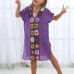 Girls Clothing Bohemian Floral Crochet Stitching Split Kaftan Dress